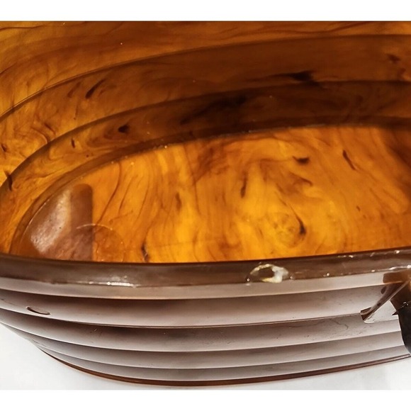 VTG Amber Lucite Purse Mid Century Pocketbook Vintage 1950s Rhinestones - Picture 11 of 16